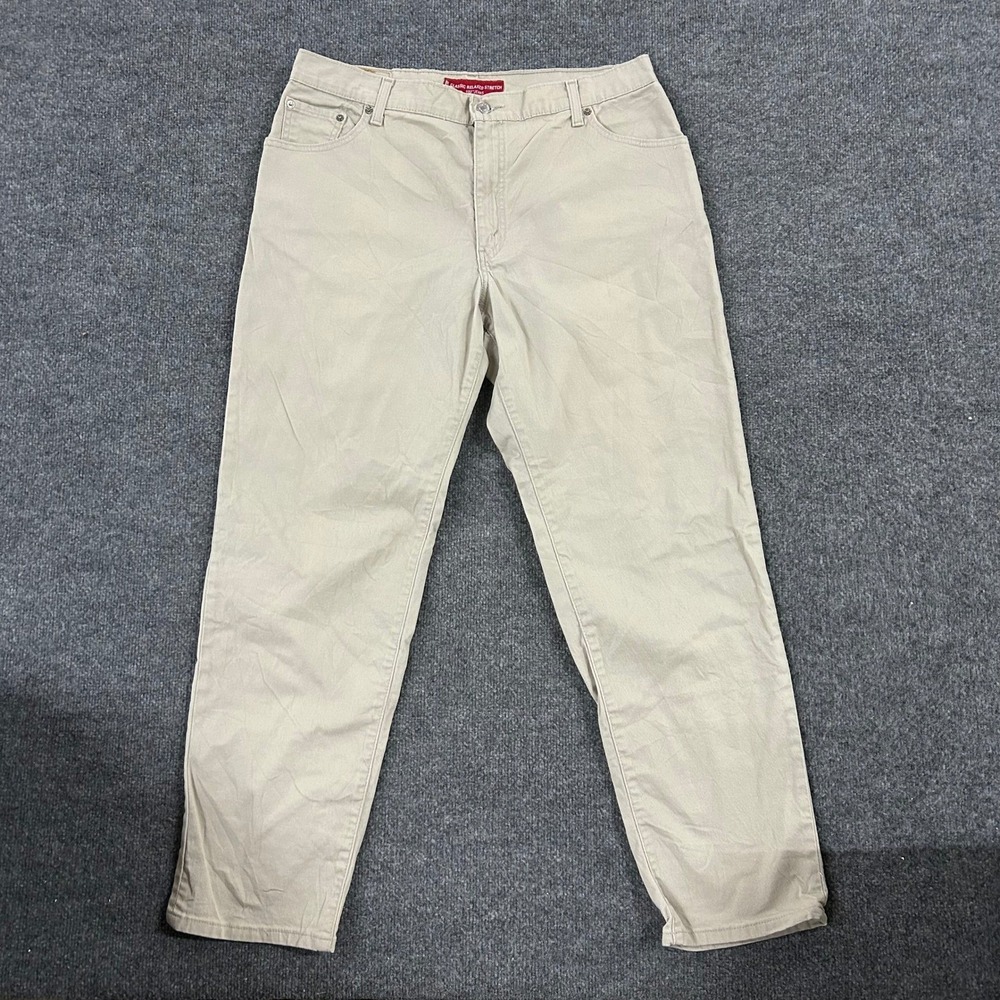 Levi's Jeans Womens Size 16 Beige 550 Relaxed Fit Tapered Leg Stretch Khaki